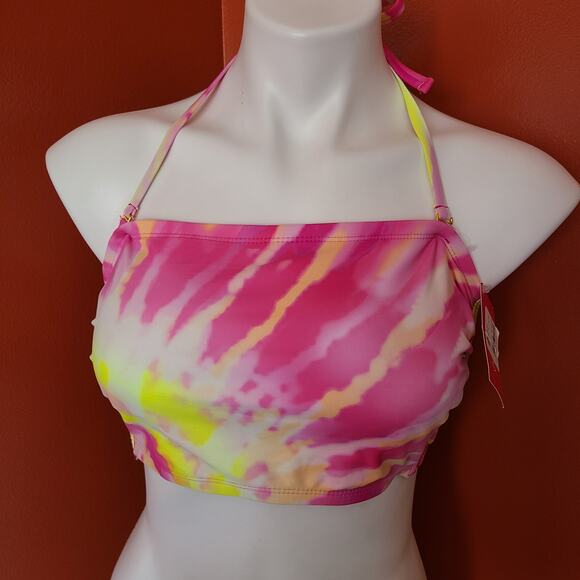 Xhilaration Swim Top Pink Yellow Tie Dye - Picture 1 of 6